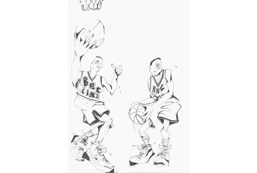 comik zeichnung zwei basketballer