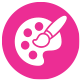 Icon einer Malpalette mit Pinsel, MINKdesign in Köln, Web und Prntdesign.