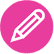 icon Print: Stift in weiß auf einem Pinken Punkt-. Minkdesign - Printwerbung in Köln
