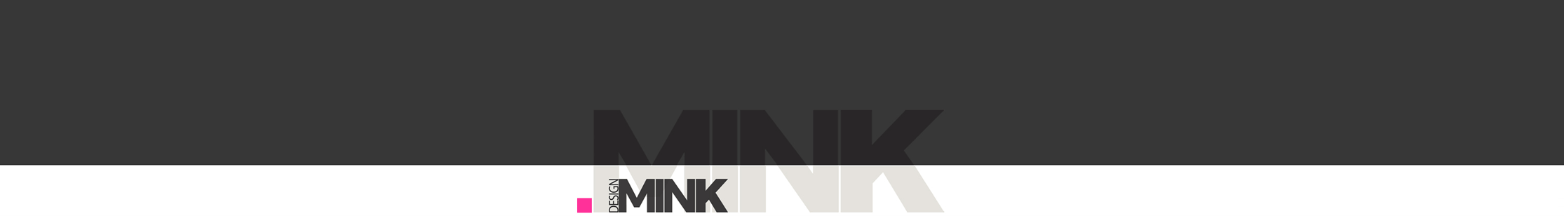 Logo Minkdesign, schwarze Typo mit Pinkem Viereck vorne.