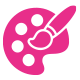 Icon einer Malpalette mit Pinsel, MINKdesign in Köln, Web und Prntdesign.