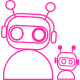 Bildbeschreibung responsive Webedesign: Zwei Avatare, ein Grosser und ein Kleiner in Computerform als Icon in pinkfarbebener Outline. Der kleine Avatar sieht optisch aus wie der Grosse, ist aber wegen seiner reduzierten grösse leicht verändert, so dass der User bei beiden die selbe Optik hat.  Minkdesign - Dsign mit Herz